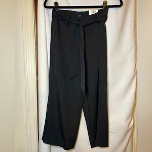 NWT Alfani Black Culotte Tummy Control Trouser Pants w/ Tie Belt Size 0P